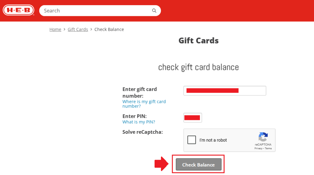 Checking Your H E B Gift Card Balance